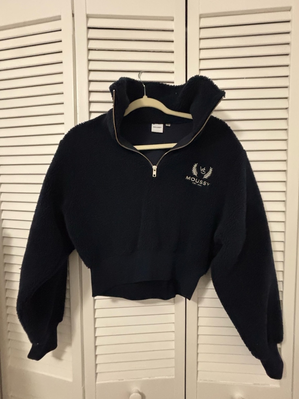 MOUSSY Navy Sherpa Half-Zip Pullover